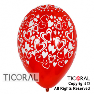 GLOBO S R12 INF CRISTAL ROJO CORAZONES 2 x 10